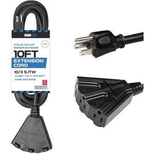 0 Gauge Extension Cord 10 Ft with 3 Outlets, Heavy Duty Outdoor Extension Cord